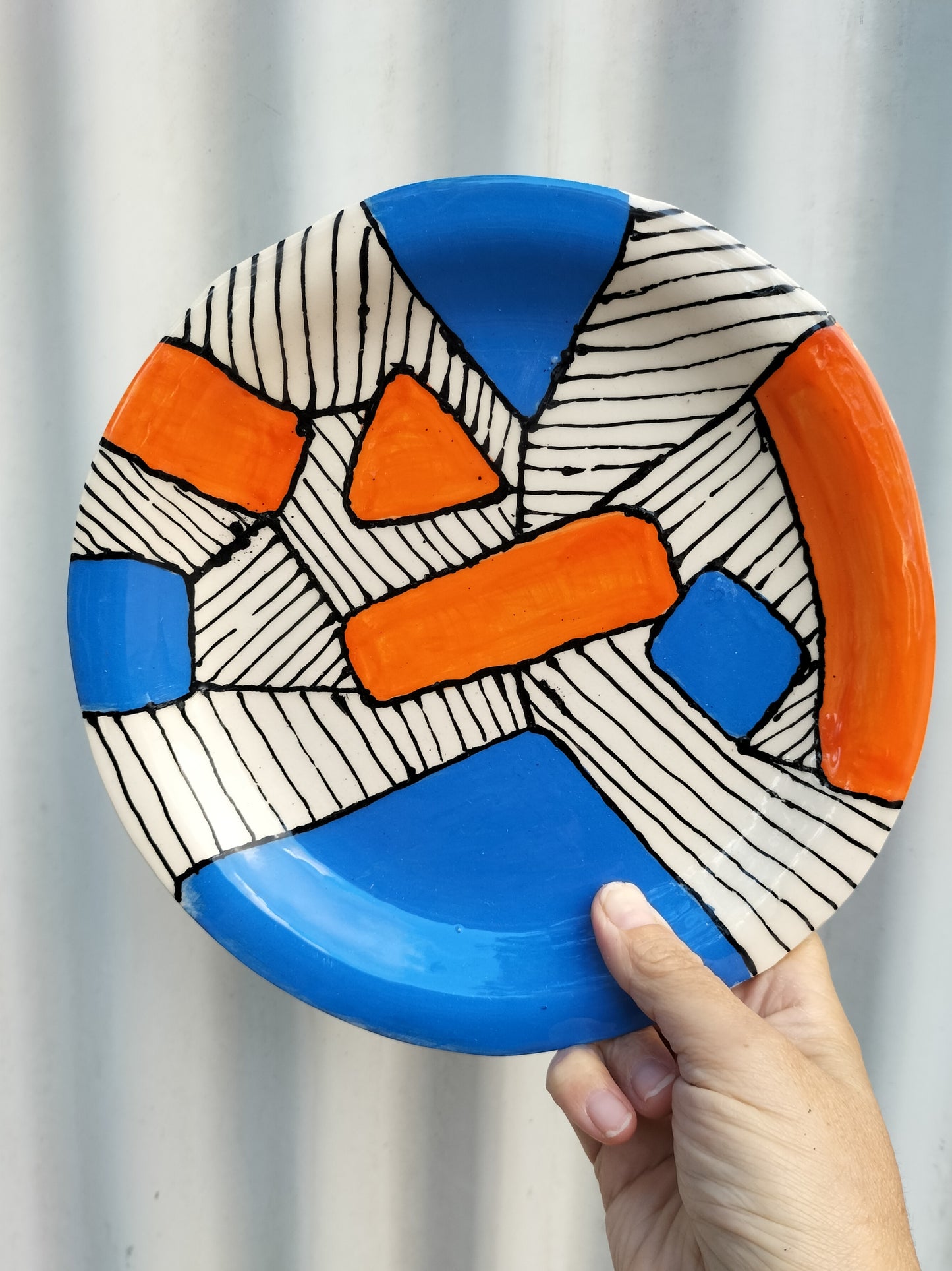 Blue & Orange Shapes Toast Plate