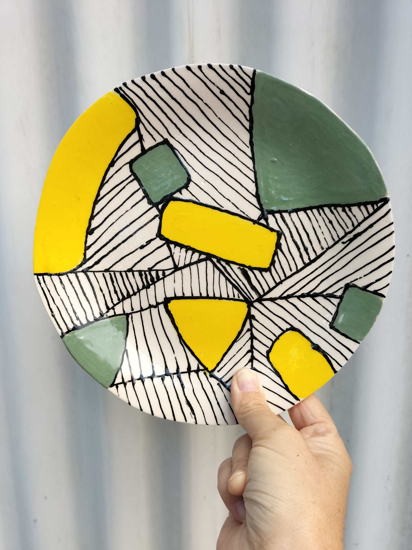Yellow & Green Shapes Toast Plate